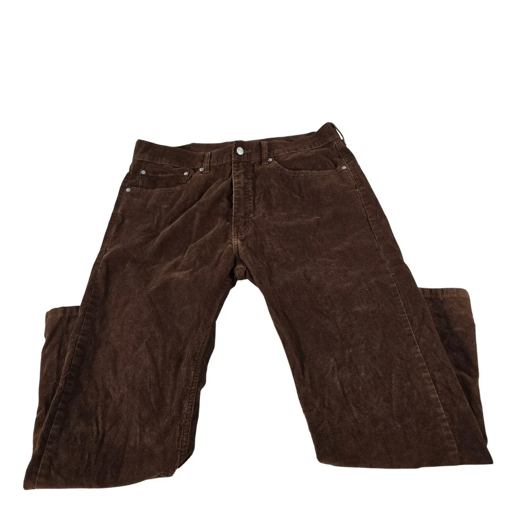 Levis 505 Regular Fit Corduroy Pants Mens 36x29 Brown Straight Leg Stretch 14004